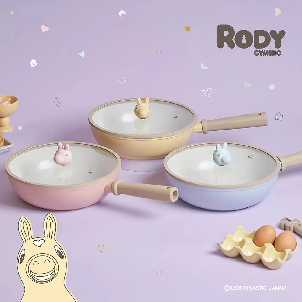 Rody跳跳馬系列陶瓷塗層炒鍋26公分+玻璃蓋