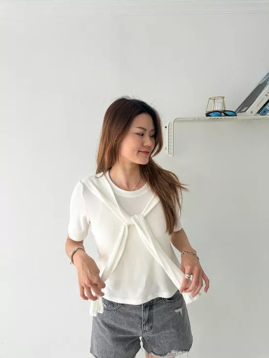 假兩件披肩上衣
