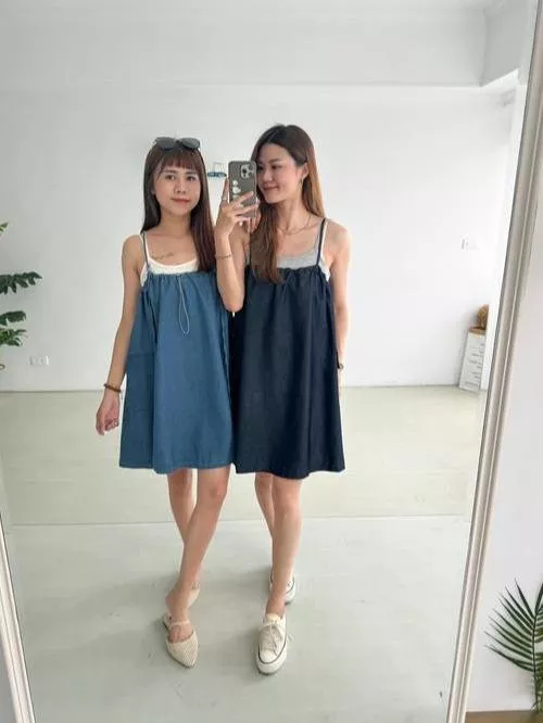 背心+工裝單寧短洋組