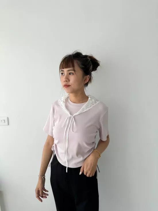 側抽繩素面上衣