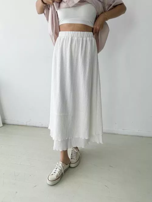 仙氣逼人~雙層緹花開衩長裙