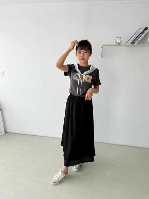 仙氣逼人~雙層緹花開衩長裙