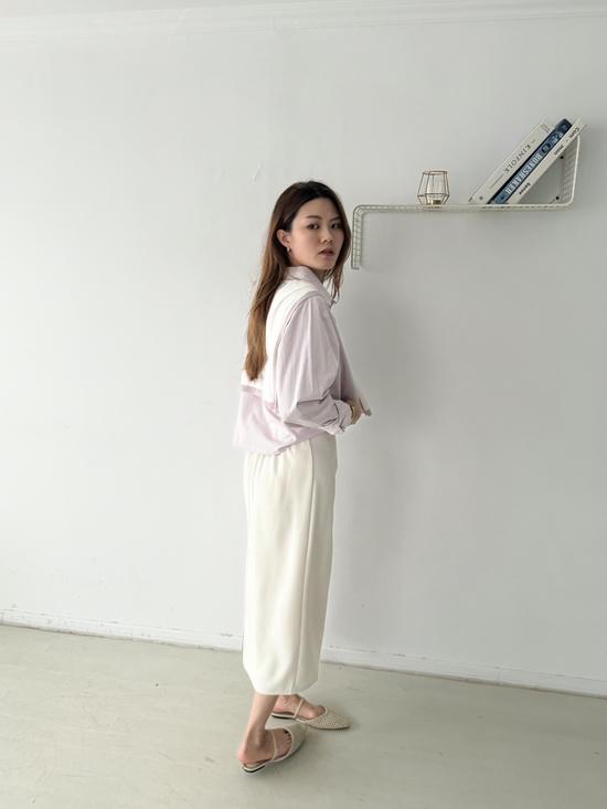 西裝後開衩長裙