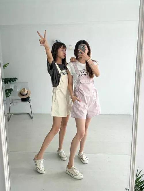 腰造型吊帶短褲