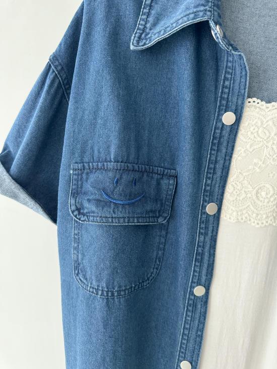 笑臉刺繡牛仔套裝