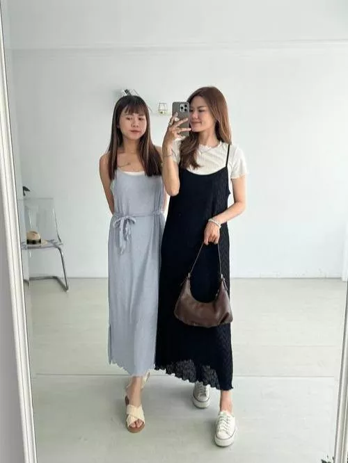 附綁帶水波紋細肩洋
