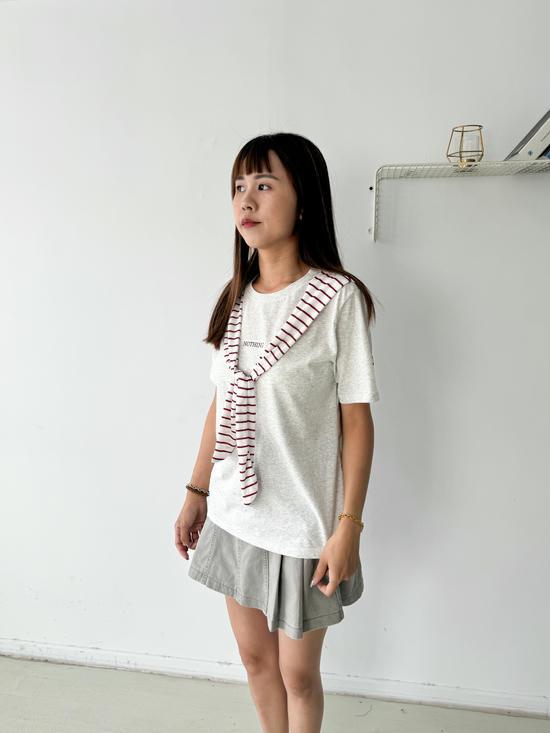 冰絲棉披肩字母Tee