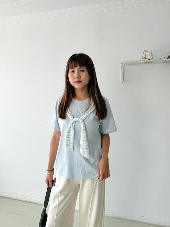 冰絲棉披肩字母Tee