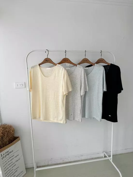 U領竹節棉素面Tee