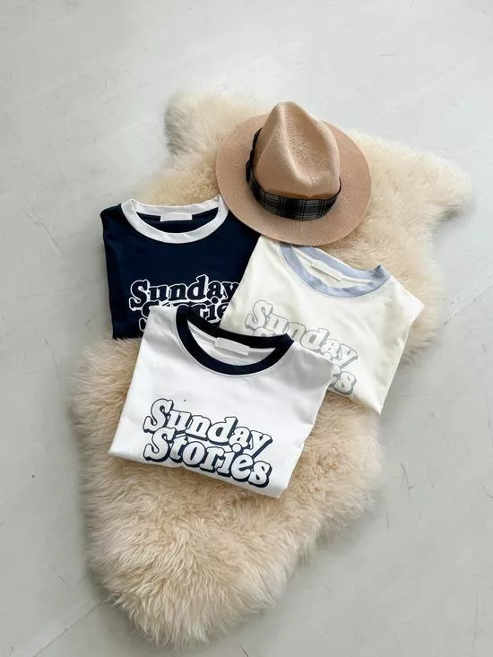 撞色領SUNDAY短Tee