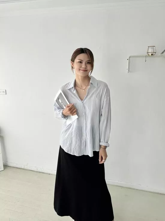 微透膚直紋襯衫