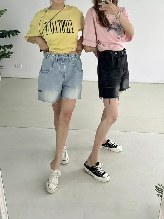 調節腰割破五分褲