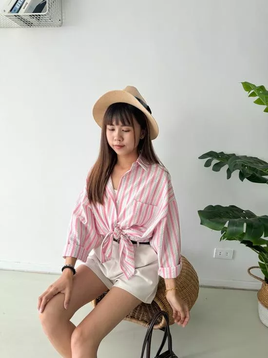 夏日蘇打直條薄襯衫