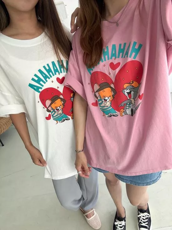 Q爆~傑利鼠愛心撞色大T