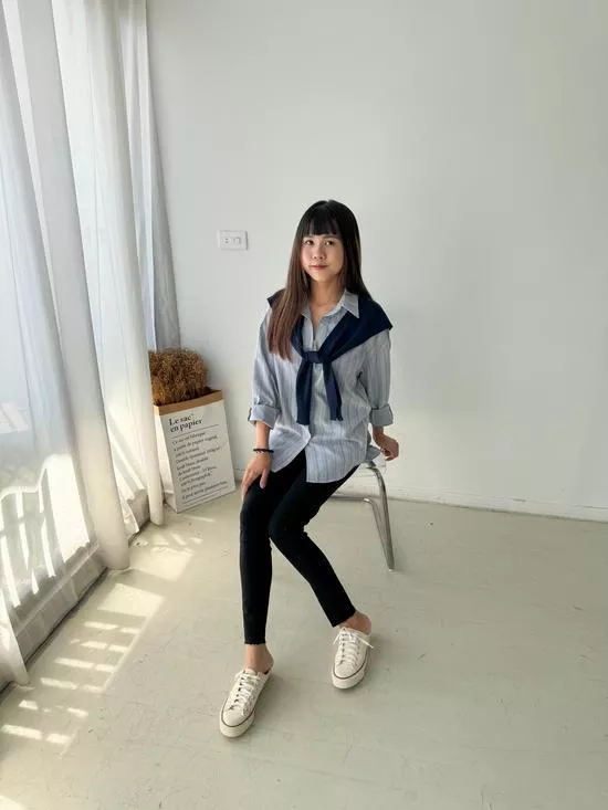 客人包色款~披肩直紋襯衫