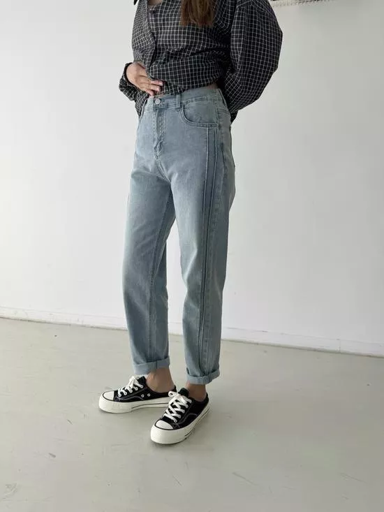 滿分舒適~壓線彈力男友褲