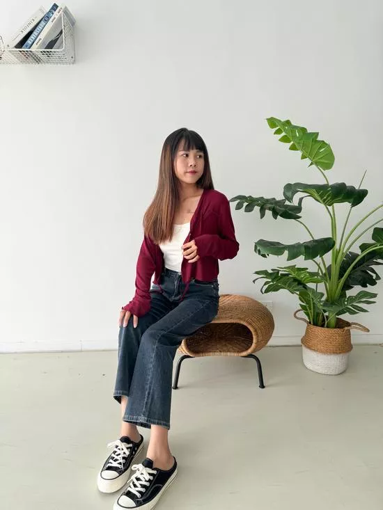 前綁帶捲邊罩衫