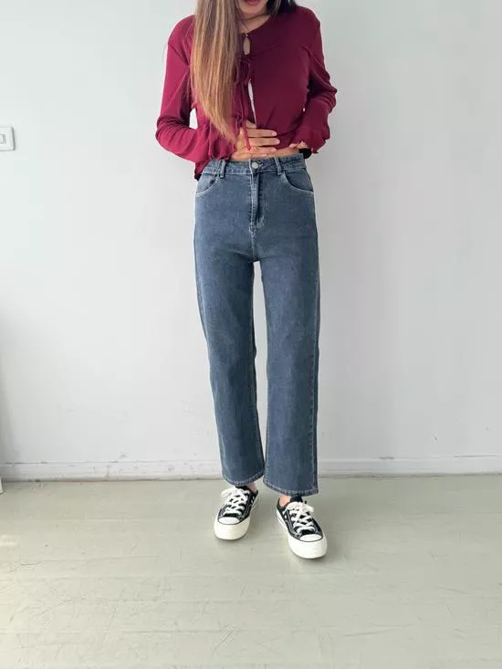 基本款彈力小直筒褲