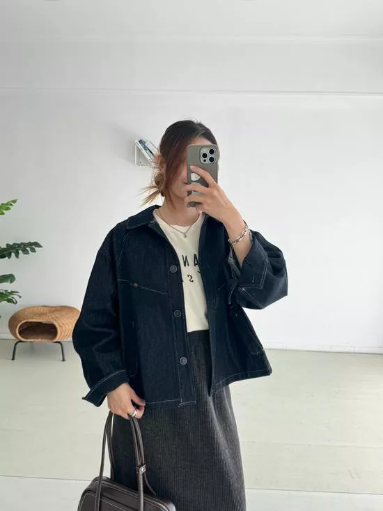韓系小標車線牛仔外套