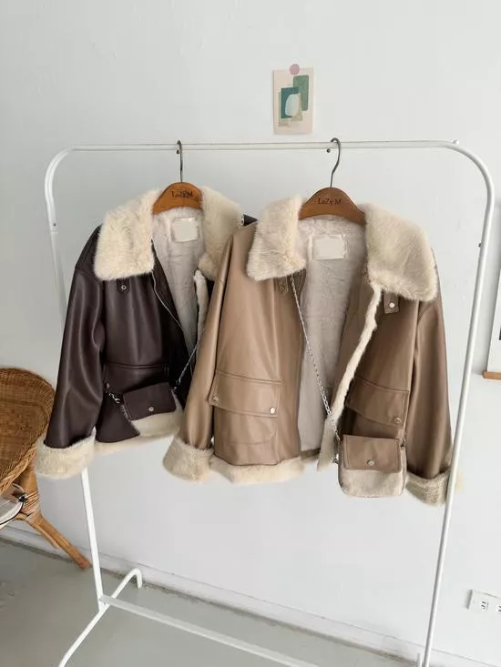 毛毛控注意!!兔毛皮外 (附小包包)