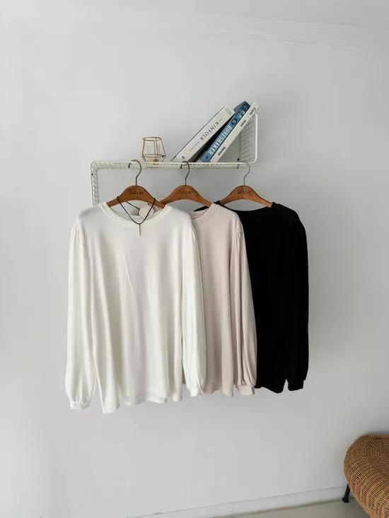 圓領小公主袖素面T