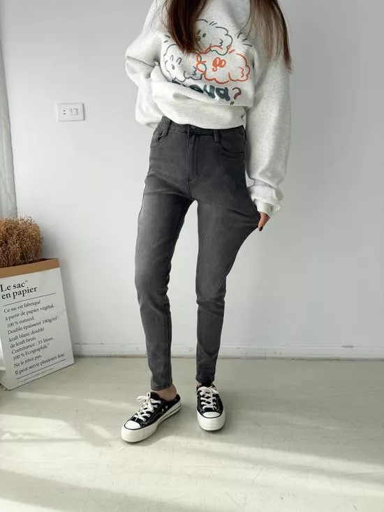 復古刷舊彈力小腳褲