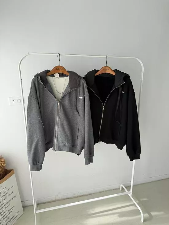 質感拼接連帽刷絨外套