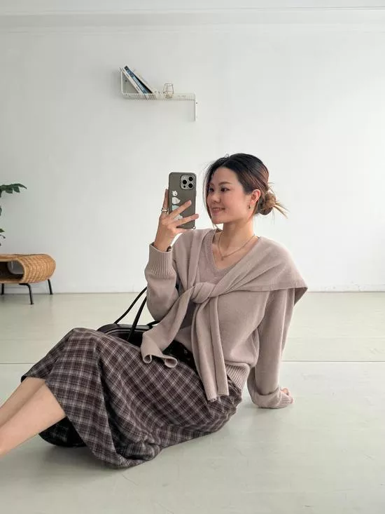 絕美披肩V領針織毛衣