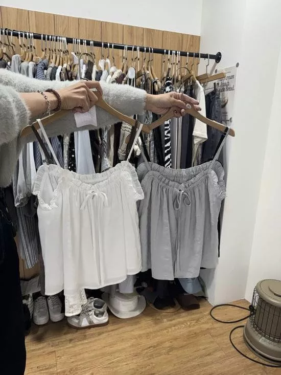 前抽繩細肩背心