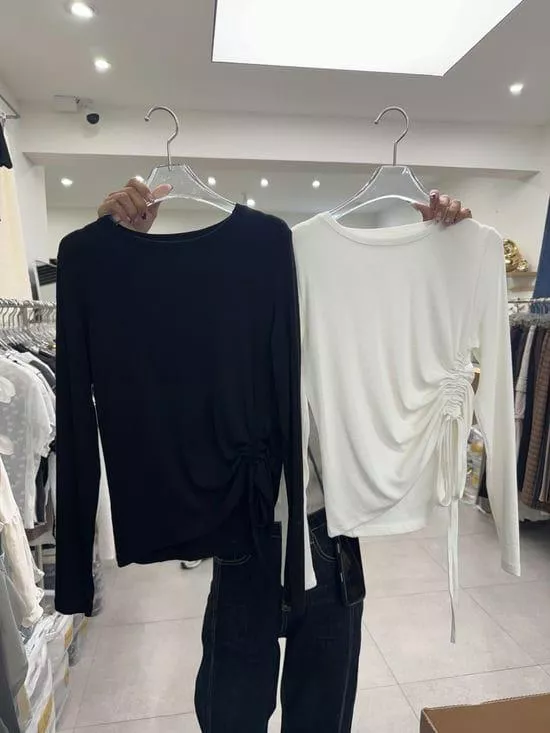 側抽繩薄長上衣