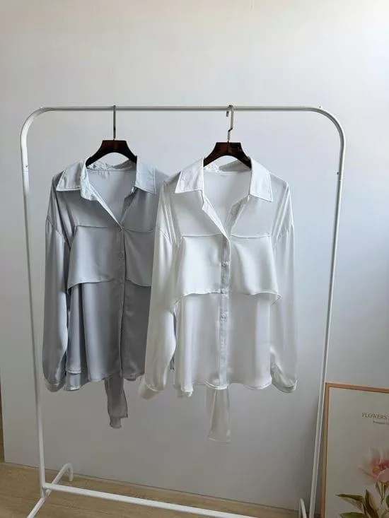 光澤假兩件造型襯衫