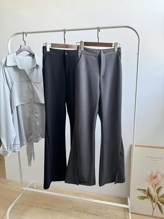 彈力顯瘦喇叭西褲