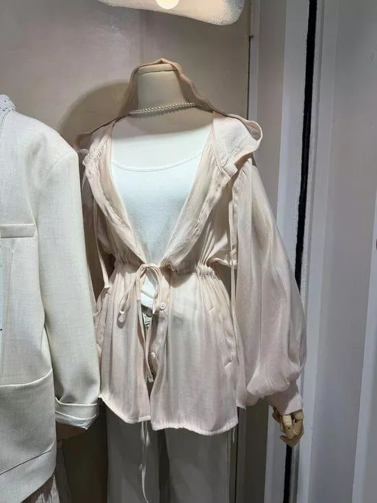 真兩件式縮腰連帽罩衫