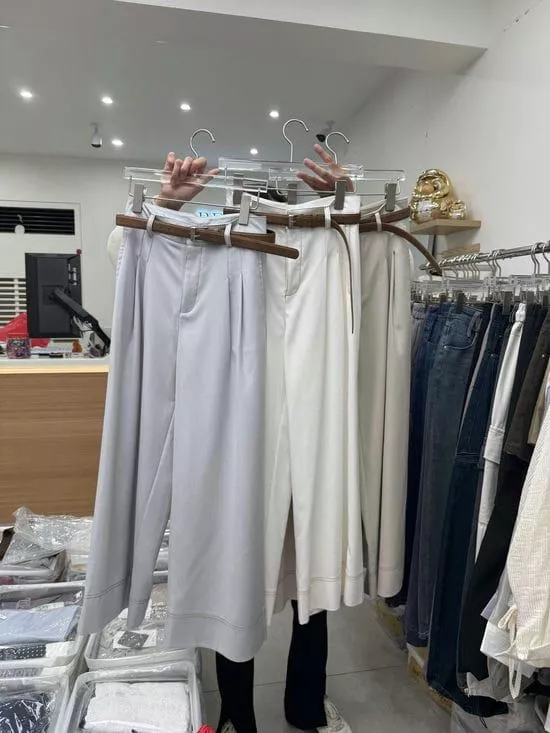 質感附皮帶打摺西褲