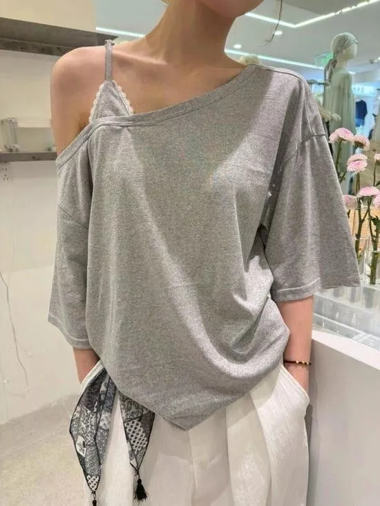 休閒小性感~露單肩棉質上衣