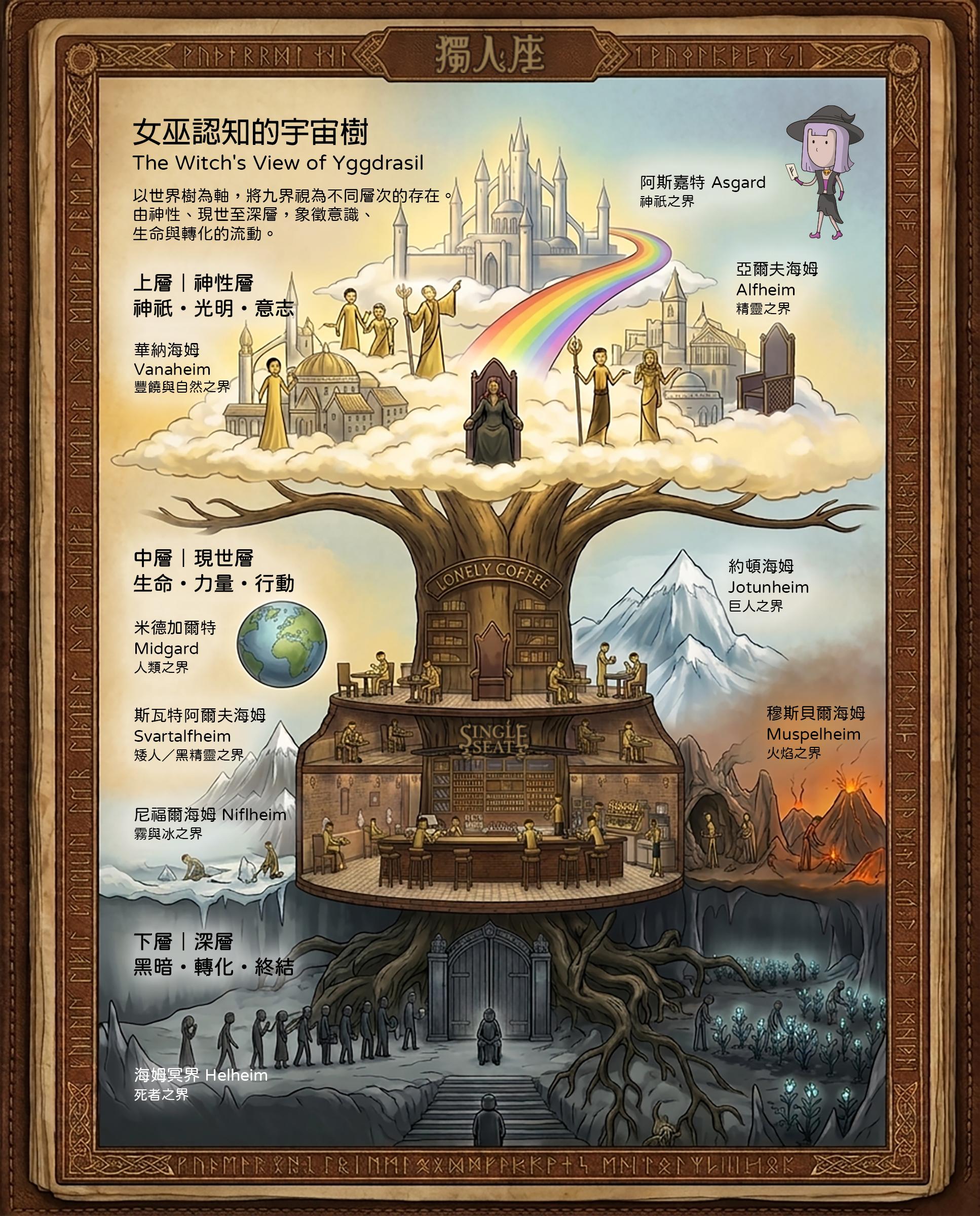 【北歐神話】九界與世界樹的靈魂隱喻：女巫若伊帶你解析「宇宙樹」的三層意識地圖