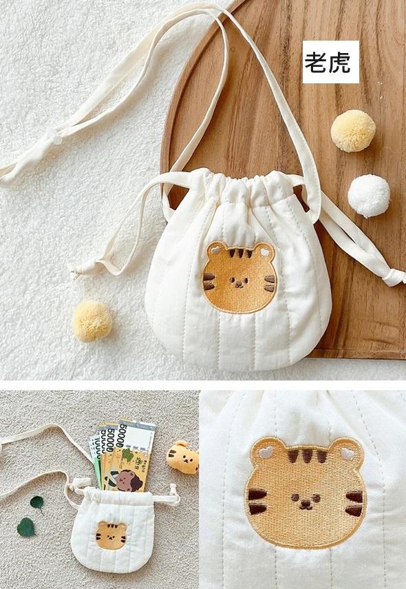 『預購』B14 兒童可愛刺繡抽繩小包包