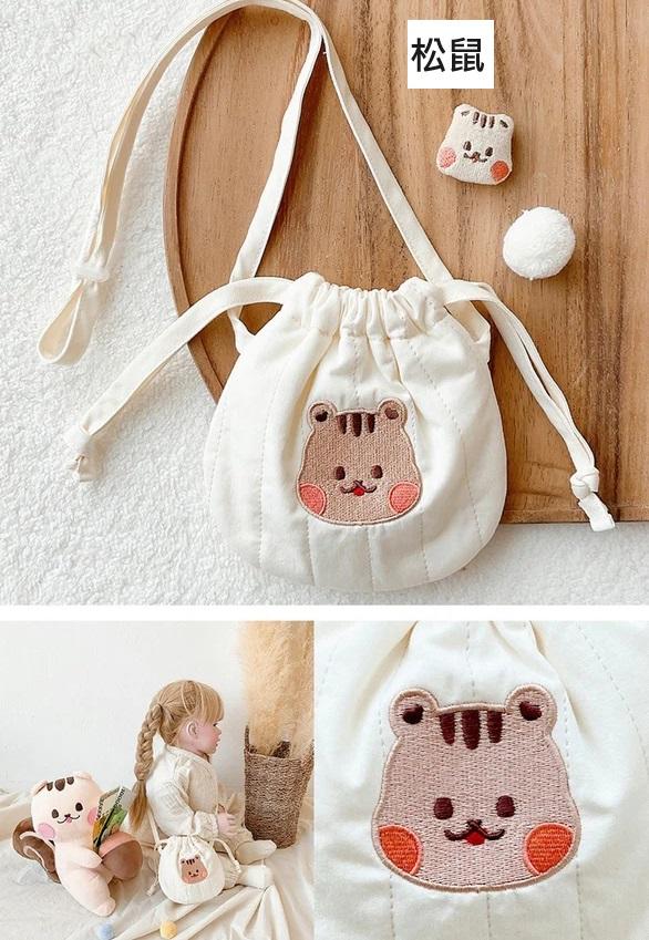 『預購』B14 兒童可愛刺繡抽繩小包包