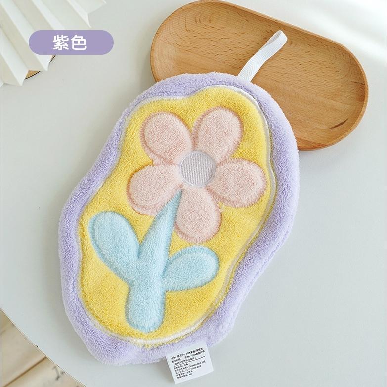 【預購】B16 刺繡花朵珊瑚絨擦手巾