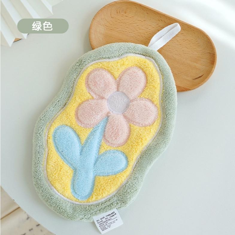【預購】B16 刺繡花朵珊瑚絨擦手巾