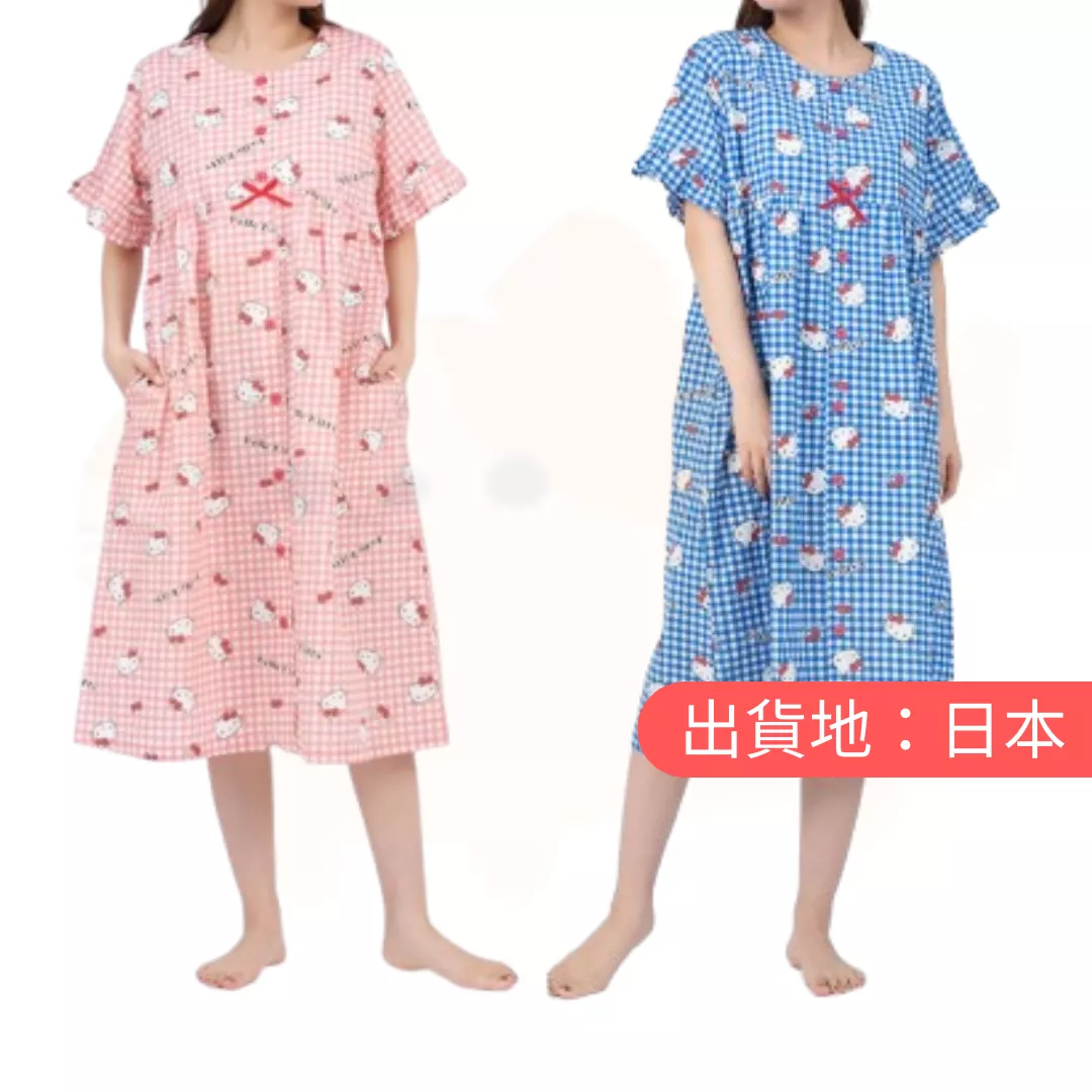 SAZAC。三麗鷗。HELLO KITTY格紋短袖連身裙