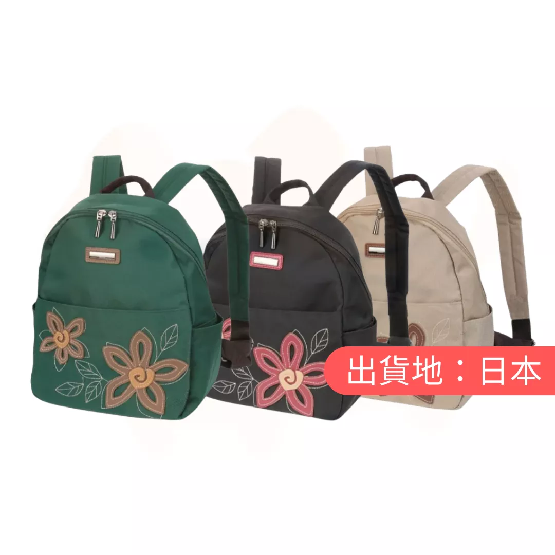 格紋花朵貼片後背包