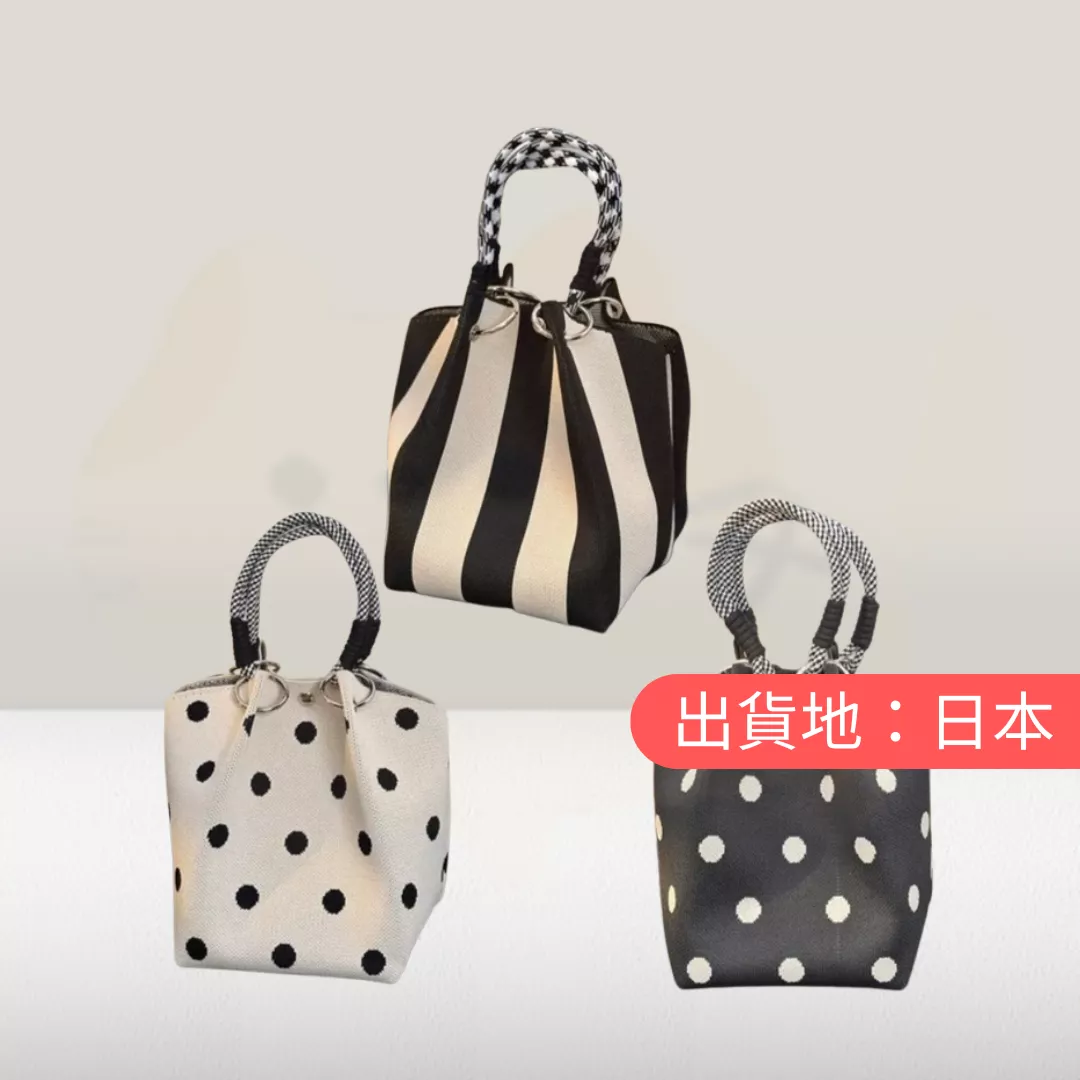 簡易圖案繩柄針織包