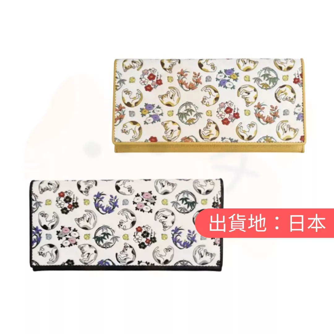 淺草文庫。貓咪圖案翻蓋長皮夾