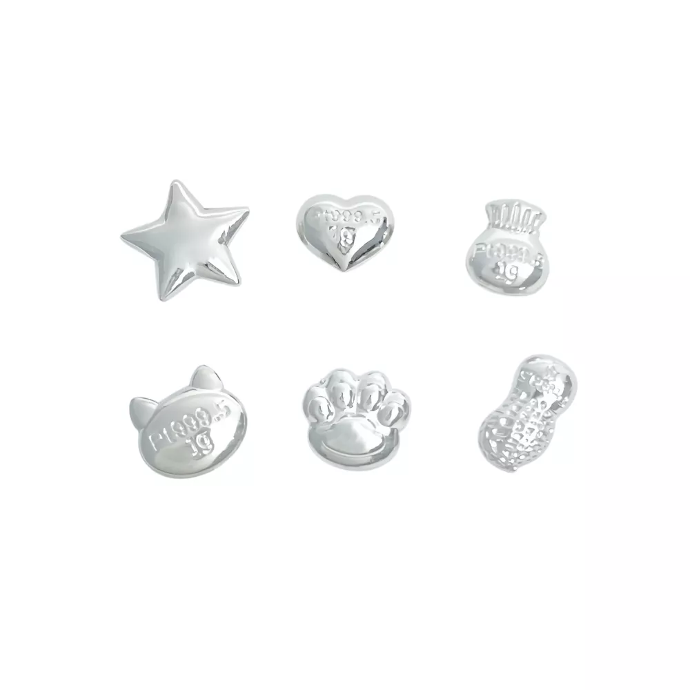 Pt999.5 鉑金(白金)五角星/愛心 造型金豆