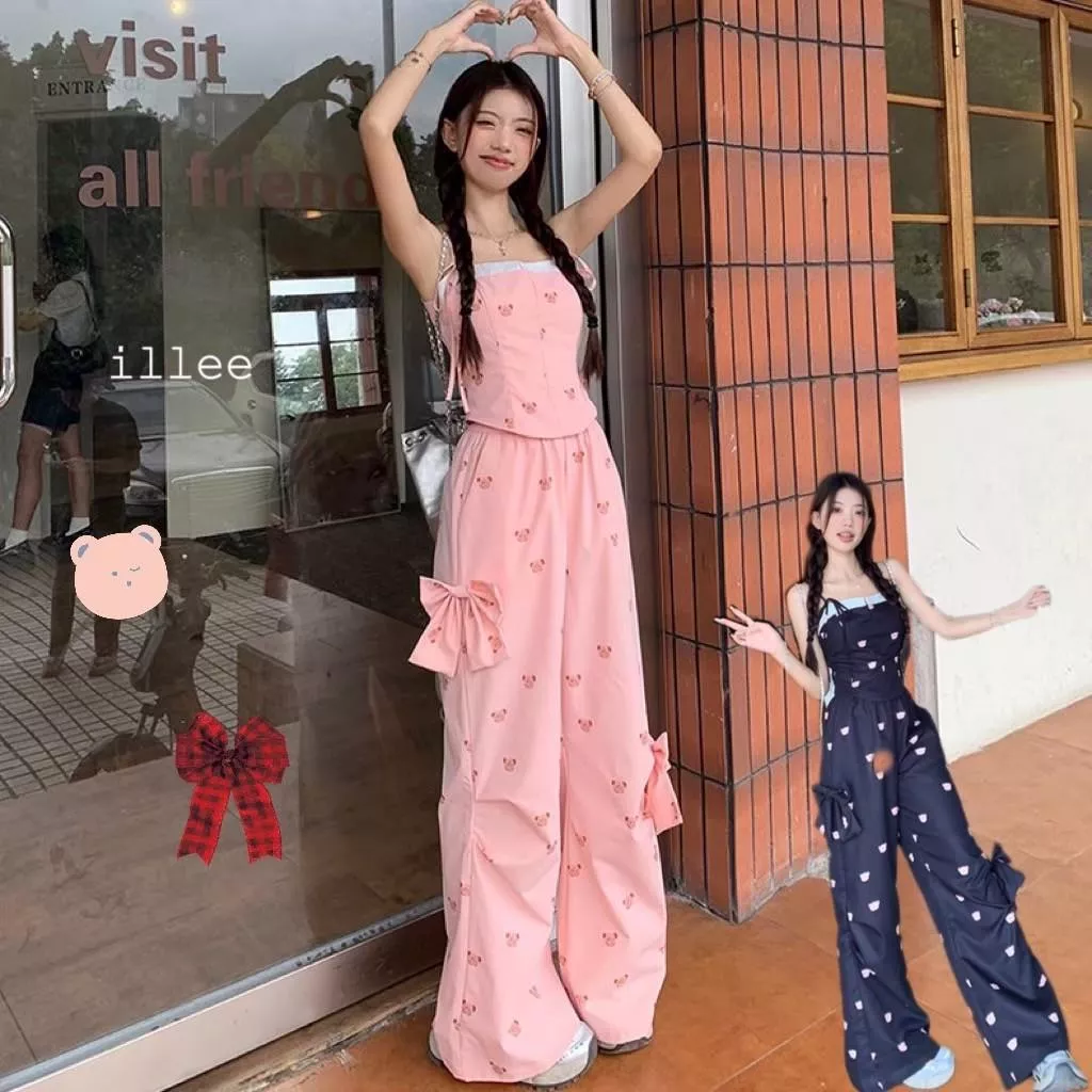 🧸🎀超甜美夏日小熊背心蝴蝶結套裝