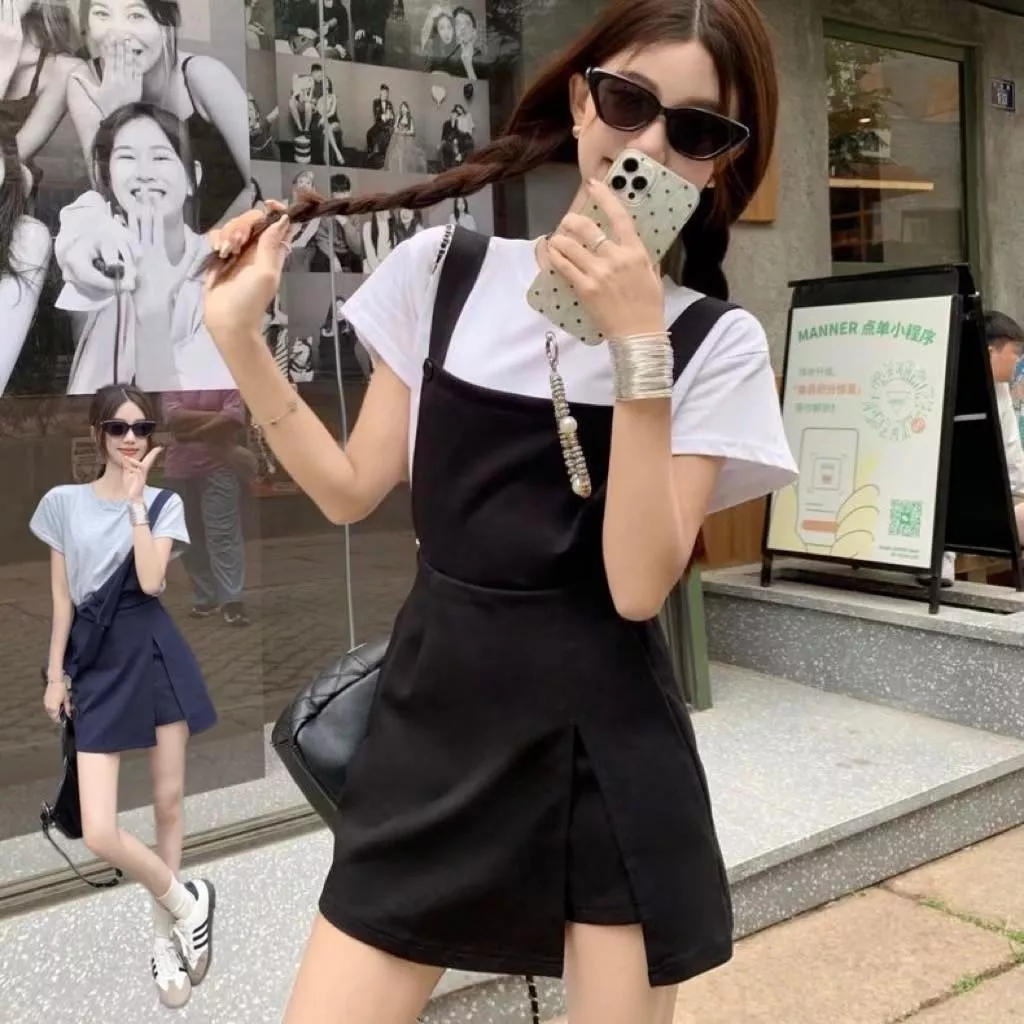 熱銷簡約夏日百搭背帶A字裙