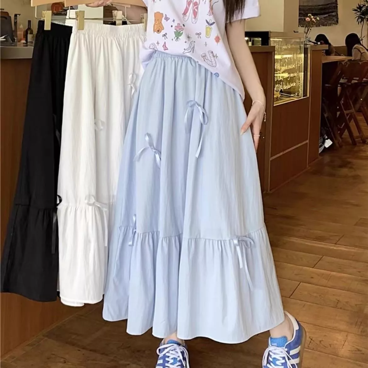 森林氣息甜美蝴蝶結飄飄長裙