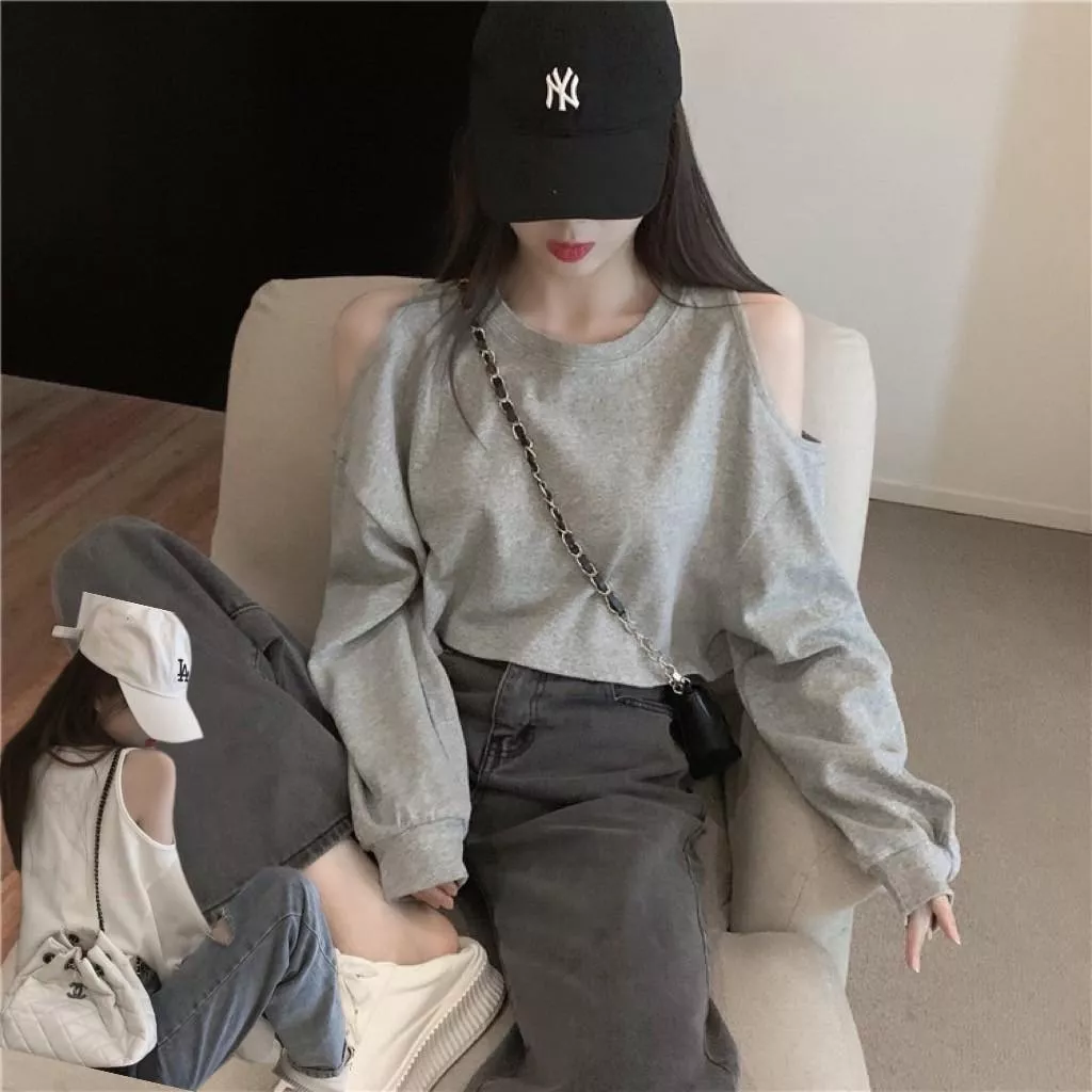 早秋露肩慵懶風性感甜辣上衣