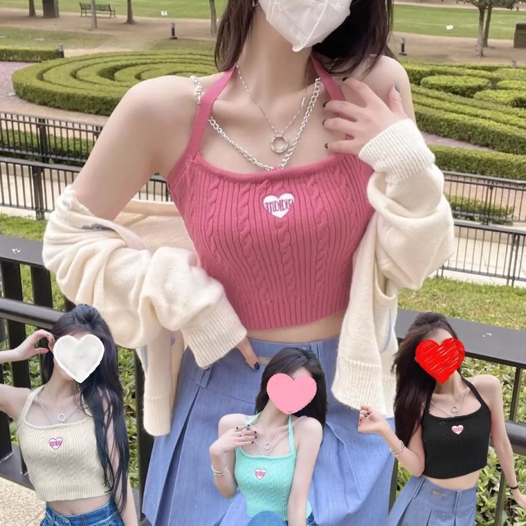 純欲風愛心多巴胺掛脖吊帶背心